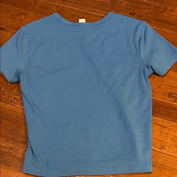 Athleta Light Blue Ribbed Tee - Picture 3 of 3